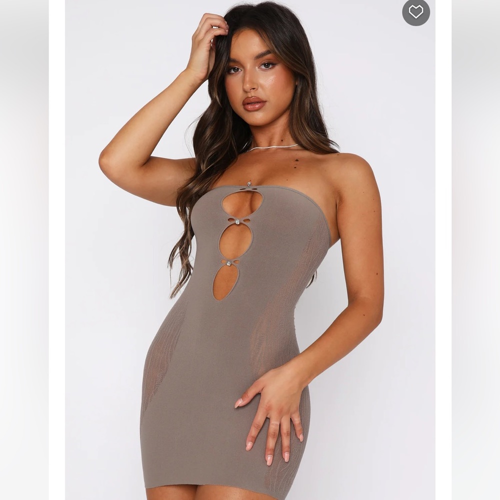 White Fox Boutique Attention seeker mini dress, mushroom